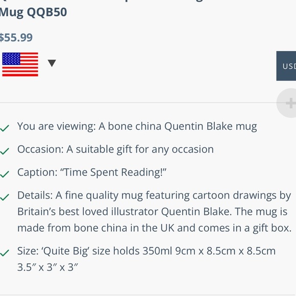 Quentin Blake “Time Spent Reading” Bone China Coffee Mug - Picture 6 of 6